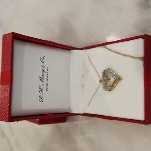 Womens gold diamond heart necklace